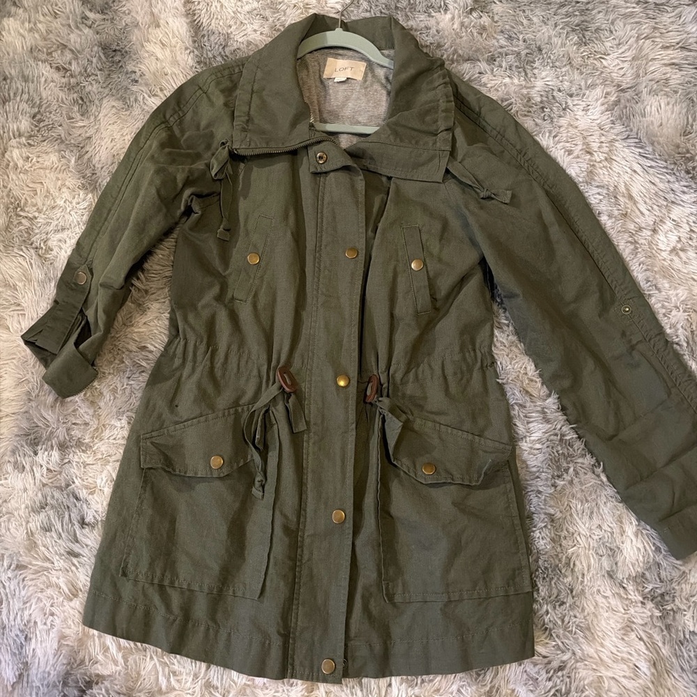LOFT Olive Green Utility Anorak Jacket | XS
